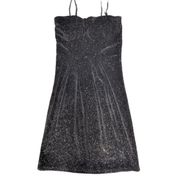 Sparkly Strapless Glitter Black Mini Dress Various Sizes S M L - Picture 2 of 16